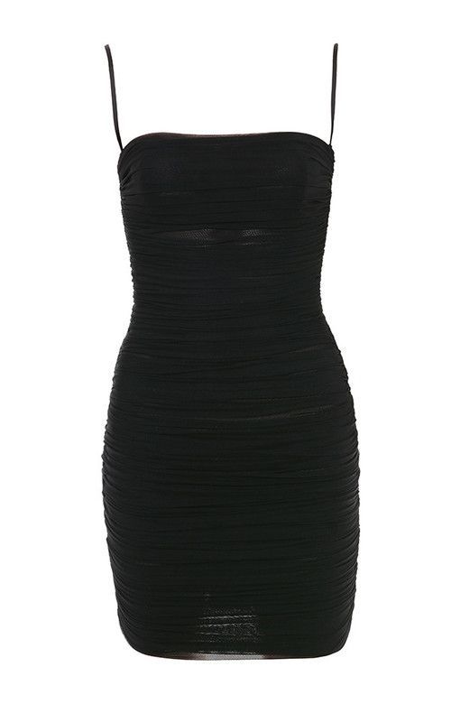 House of CB ELLA' BLACK RUCHED ORGANZA MESH